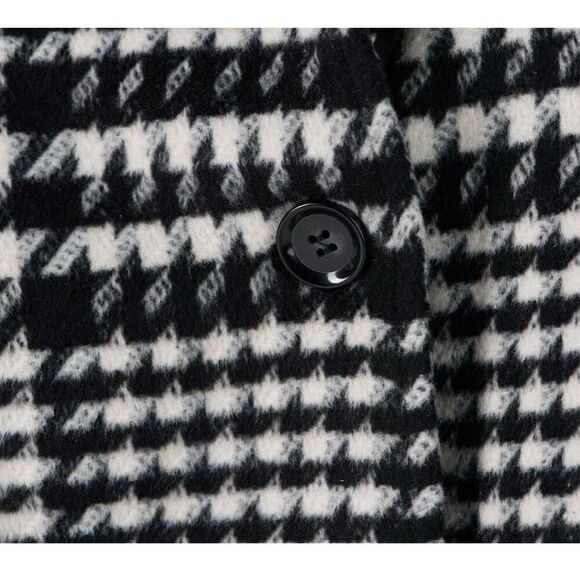 Susan Graver 1X Houndstooth Plaid Longline Peacoat Black White Academia Prep - Picture 16 of 16